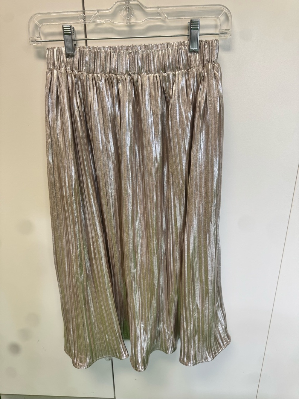 THML Metallic Pleated Midi Skirt Gold/Silver